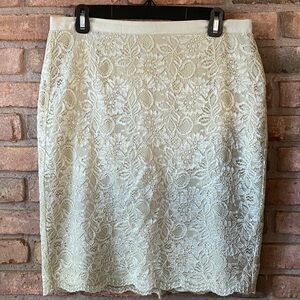 New York & Company Cream Lace Detail Skirt